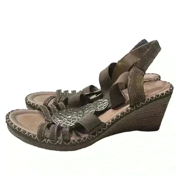Remonte Ladies Grey / Silver Open‎ Toe Remonte Summer  Wedge Sandals sz 37 sz 6 - Picture 4 of 6